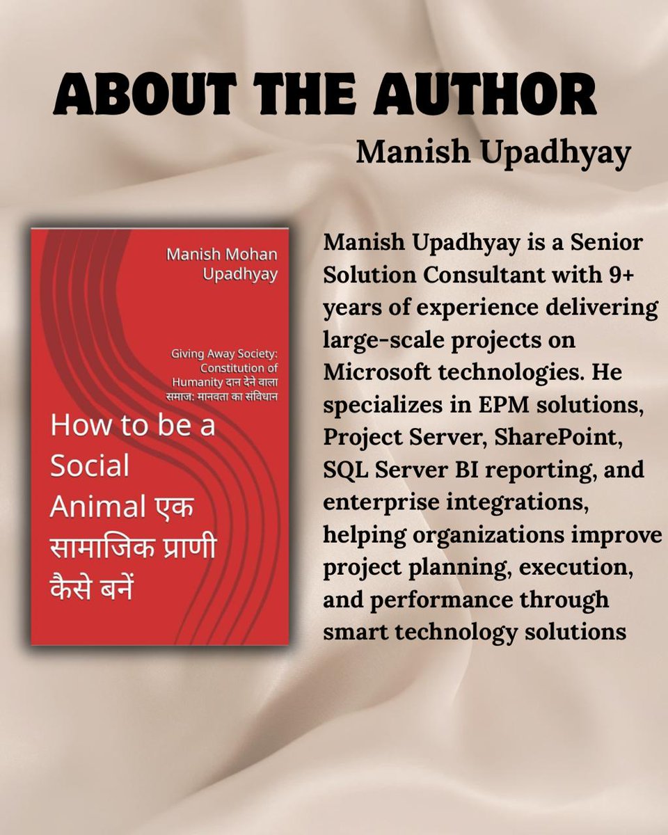 thereviewu5224's tweet image. About the Author

Manish Mohan Upadhyay is a Senior Solution Consultant with over 9 years of experience in designing and implementing large-scale solutions on Microsoft technologies. 
.

#SocialImpact #Humanity #Equality #Philosophy #BookReview