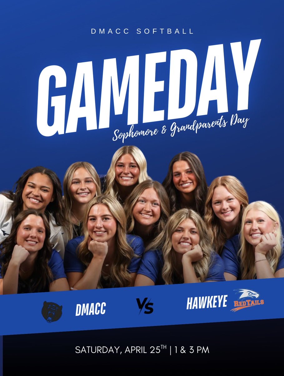 DMACCsoftball's tweet photo. 🥎 BEARS SOFTBALL 🥎
Our final conference day of the season is here 💙

We’re proud to celebrate our sophomores before Game 1 and honor our grandparents between games. Thank you all for being part of our journey.

🆚 Hawkeye CC
⏰ 1:00 PM
📍 Boone, IA https://t.co/58lN41zR66