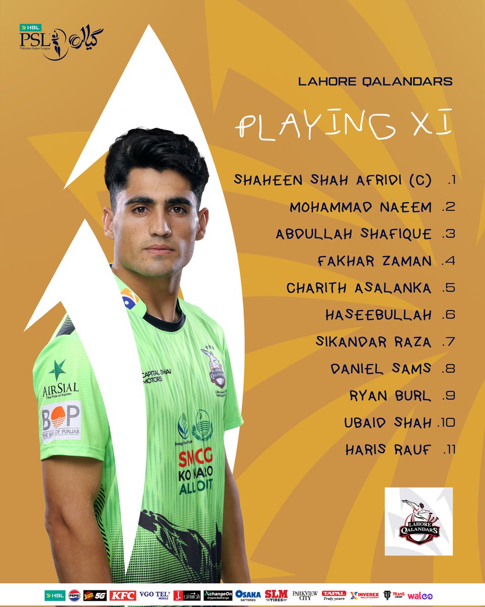 thePSLt20's tweet photo. PLAYING XIs FOR BOTH SIDES ARE IN! 

#HBLPSL11 | #NewEra | #LQvPZ | #GoGold | #GoldenRibbon🎗 https://t.co/AXSh50qQAj