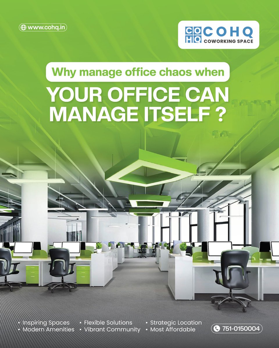 cohq_coworking's tweet image. Why manage office chaos when your office can manage itself? 🚀

Work from a fully managed, flexible workspace built for productivity.

✅ Modern amenities
✅ Flexible plans
✅ Prime location
✅ Affordable solutions

#Coworking #OfficeSpace #StartupLife
