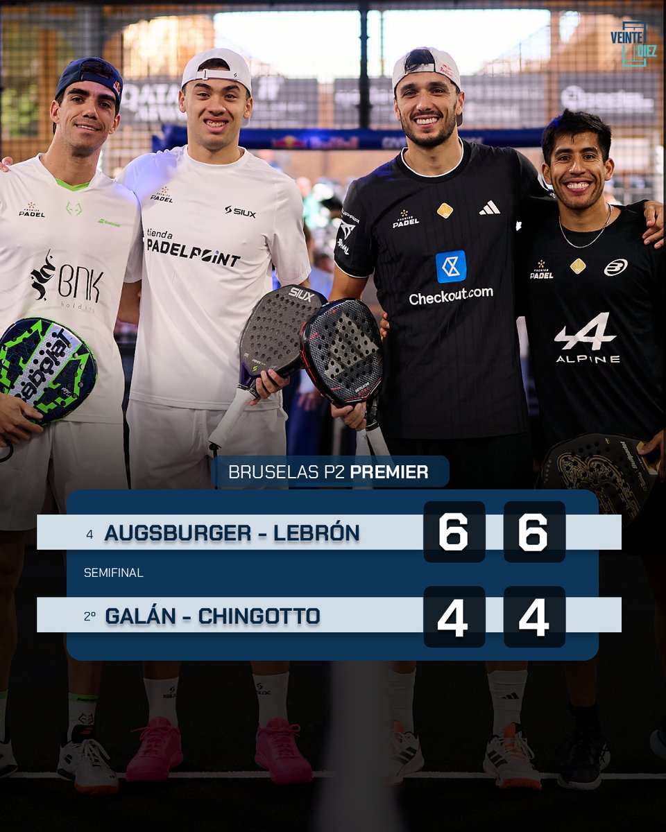 VeinteDiez's tweet image. ¡AUGSBURGER LEBRÓN ➤ FINAL BRUSELAS P2! 🏆🇧🇪

Eliminan en sets corridos a Galán-Chingotto para avanzar a la definición #padel
