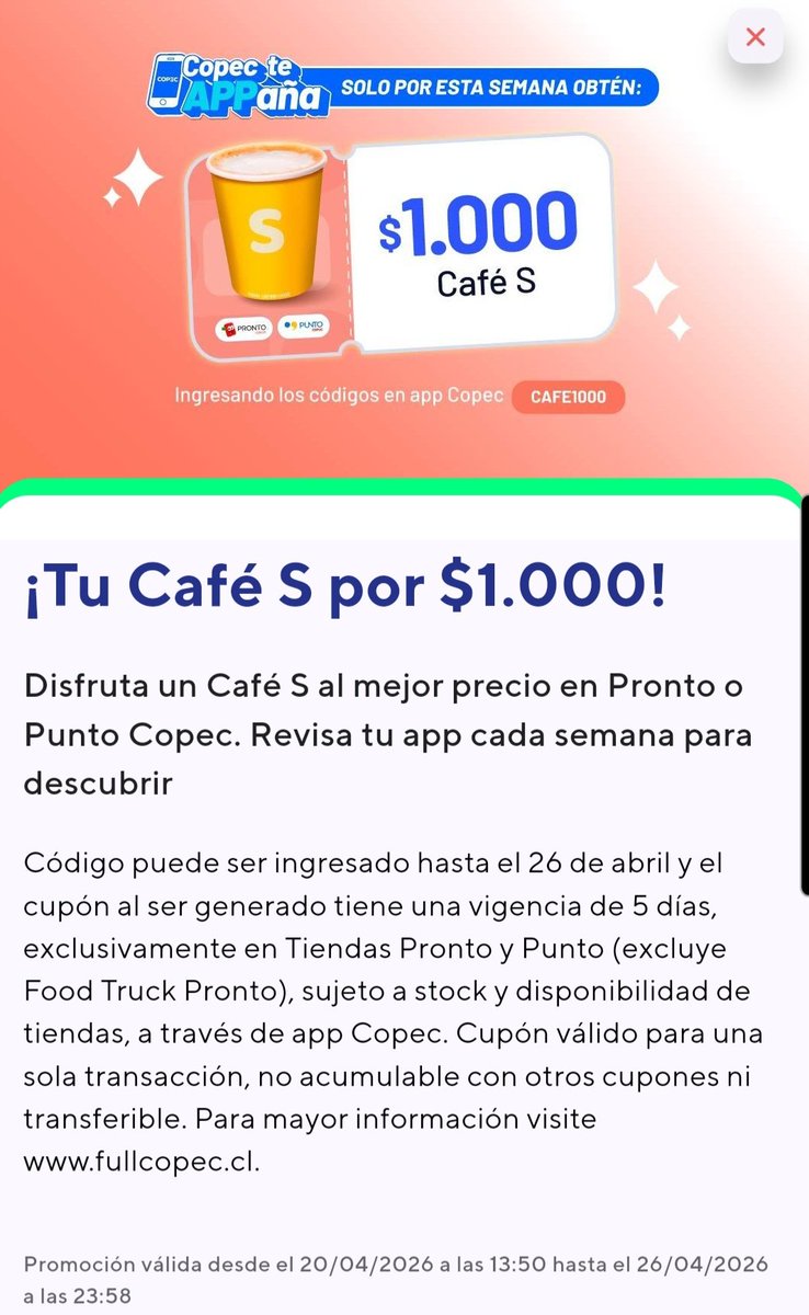TonoJorge's tweet photo. Café a luca en @copec_cl  con la app
@DescuentosRata 
#Iquique https://t.co/I6B4Kcut1H