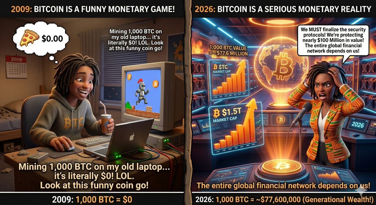 Queen_DIAMOND7's tweet photo. When the prologue said it's 'no longer an online game, I didn't realize that meant my 2009 laptop was actually a money printer securing generational wealth 16 years later. Let's say the experiment succeeded and escaped the lab right 🤣
#Bitcoin #BitcoinStandard #HODL #Cypherpunk https://t.co/nZ5AqyzOIq