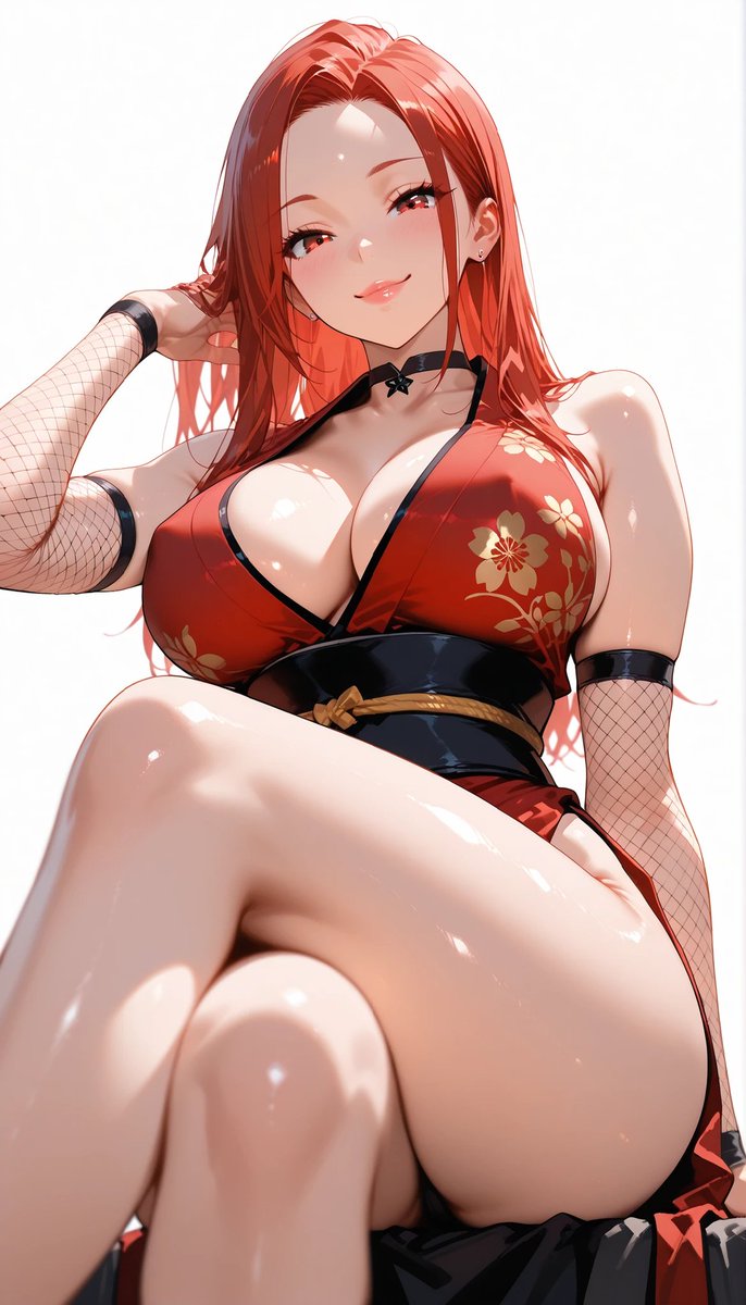 くノ一・紅華（こうか）/Kouka
「あら、いってらっしゃい！ふふっ、そんなに見つめられると照れちゃうわね🤭今日も一日、あなたのこと応援してるわよ💖」

#Kunoichi #FemaleNinja 　 original illustration