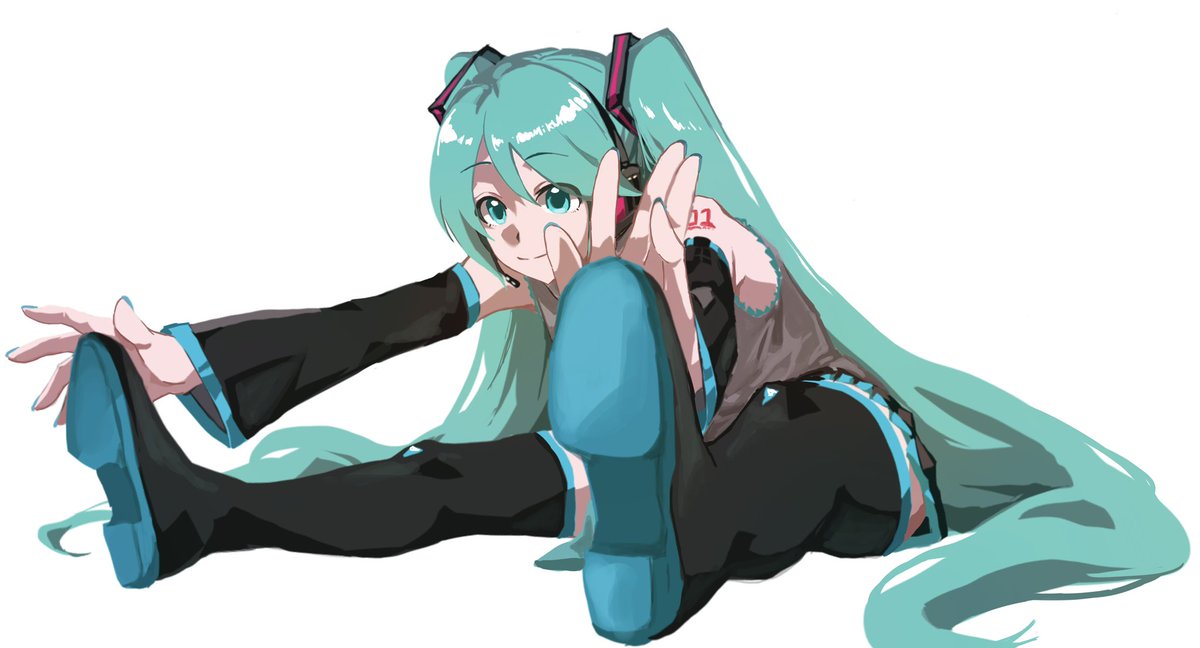 長座体前屈ミクさん　#初音ミク