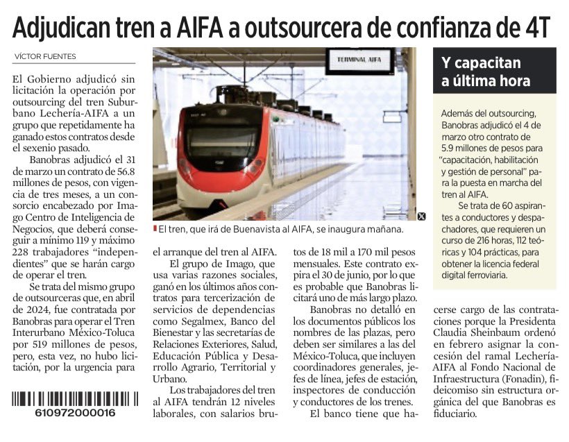 ¿Se acuerdan que López decía que el outsourcing era explotación y evasión y que con la 4T se iba a acabar? 

Hoy lo usan para operar el tren al AIFA,
sin licitación y con sus proveedores de siempre.

Puro discurso…