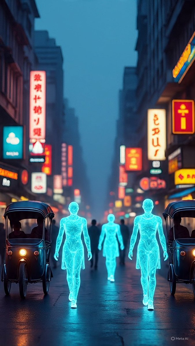 islam43653's tweet image. Morning traffic, rickshaw bells, tea stall smoke... and a holographic buddy floating next to you saying "Bhaia, left e jam. Right diye gele 8 min bachbe."

Weather update? Done.  
Best biryani nearby? Mapped.  
Life advice? Always on.
#HolographicAI #TechLife