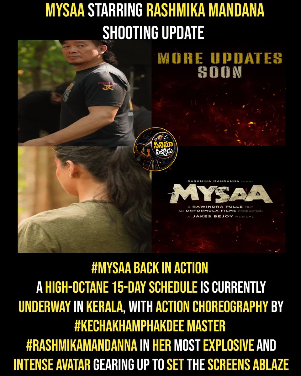 SanjaySanj71997's tweet image. MYSAA BACK IN ACTION 👊🏾🔥

A high-octane 15-day schedule is currently underway in Kerala, with action choreography by KechaKhamphakdee Master ❤️‍🔥
RashmikaMandanna in her most explosive and intense avatar gearing up to set the screens ablaze
#mysaa #actionsequence
@iamRashmika