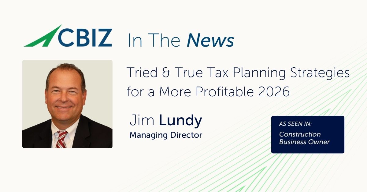 cbz's tweet image. James Lundy recently shared in @CBOMagazine practical tax planning strategies that help contractors keep more of their hard-earned revenue. Read the article here: okt.to/0cPagR

#ConstructionIndustry #TaxStrategies
