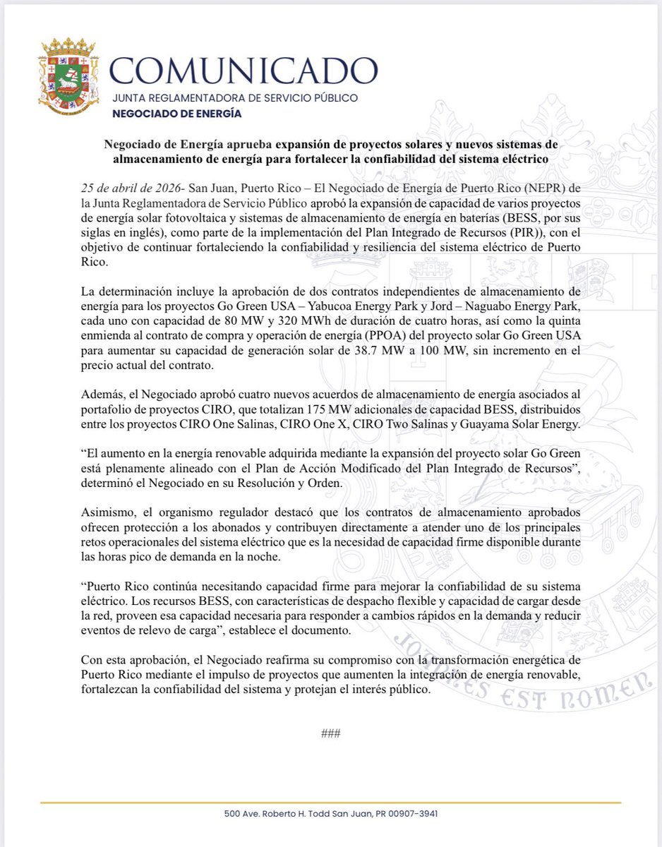 Negociado de Energía de Puerto Rico tweet media