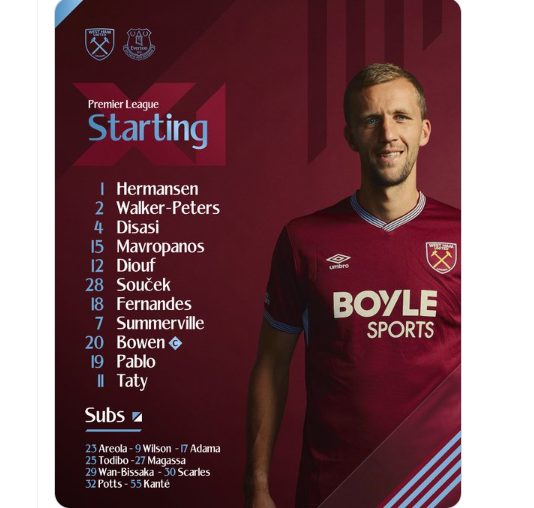 westhaminfouk's tweet photo. 👥Our XI for the Everton!! https://t.co/pOwwCyQcQR