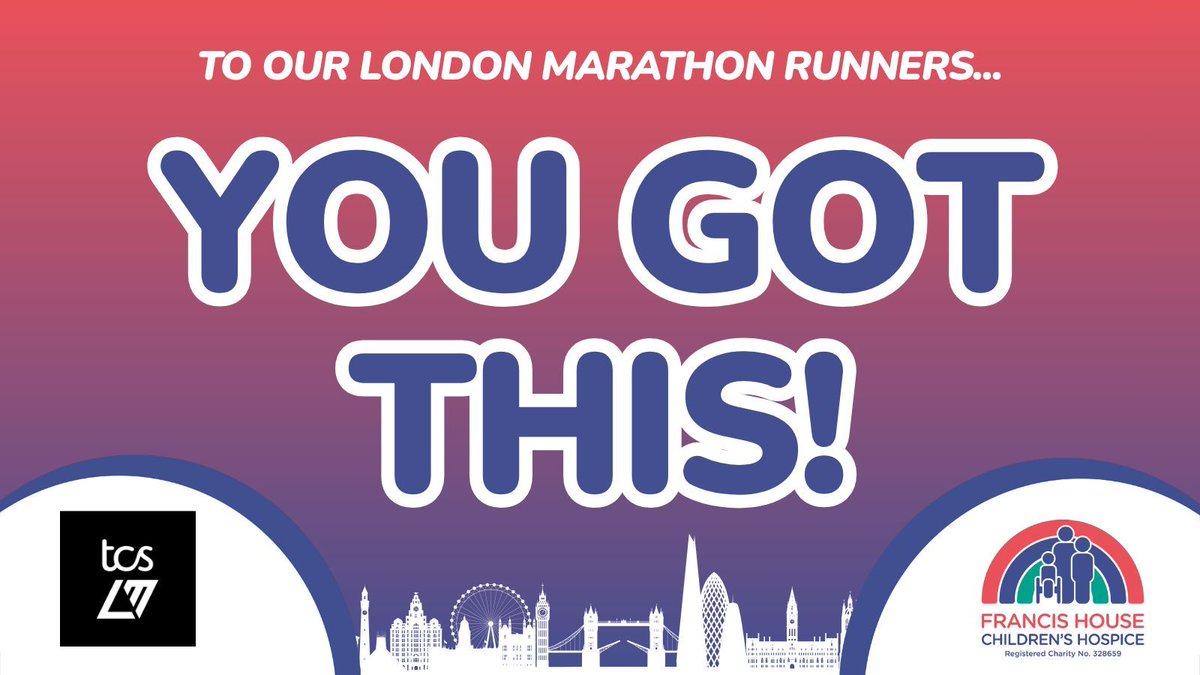 FrancisHouseCH's tweet photo. Wishing the best of luck to our thirteen brilliant supporters taking on the London Marathon for Francis House tomorrow! We'll be thinking of you every step of your 26.2 mile adventure and cheering you on from home 🙌 Thank you for all the sponsorship raised so far! https://t.co/3Scf5VKzQ8