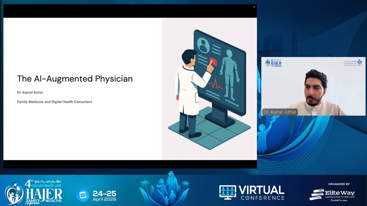 ConferenceHajer's tweet photo. The 4th Hajer Family Medicine Conference going beyond today into the future of care.

Conference Workshop exploring AI and machine learning in family medicine and their role in transforming patient care. https://t.co/Y2dpCSaoZz