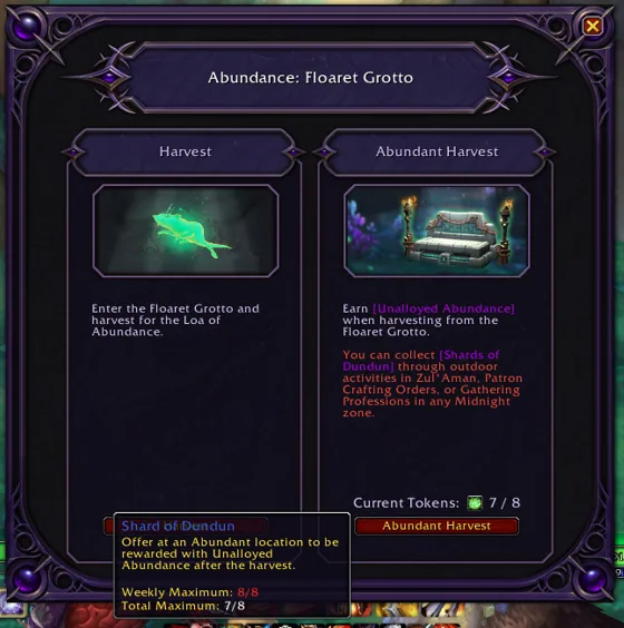 WarcraftMeme's tweet image. Why doesn't Abundance just use all available Shards of Dundun in one attempt? It feels terrible to have to do it 8 times a week per character for 3 weeks in a row if you want to get a single epic profession tool #warcraft