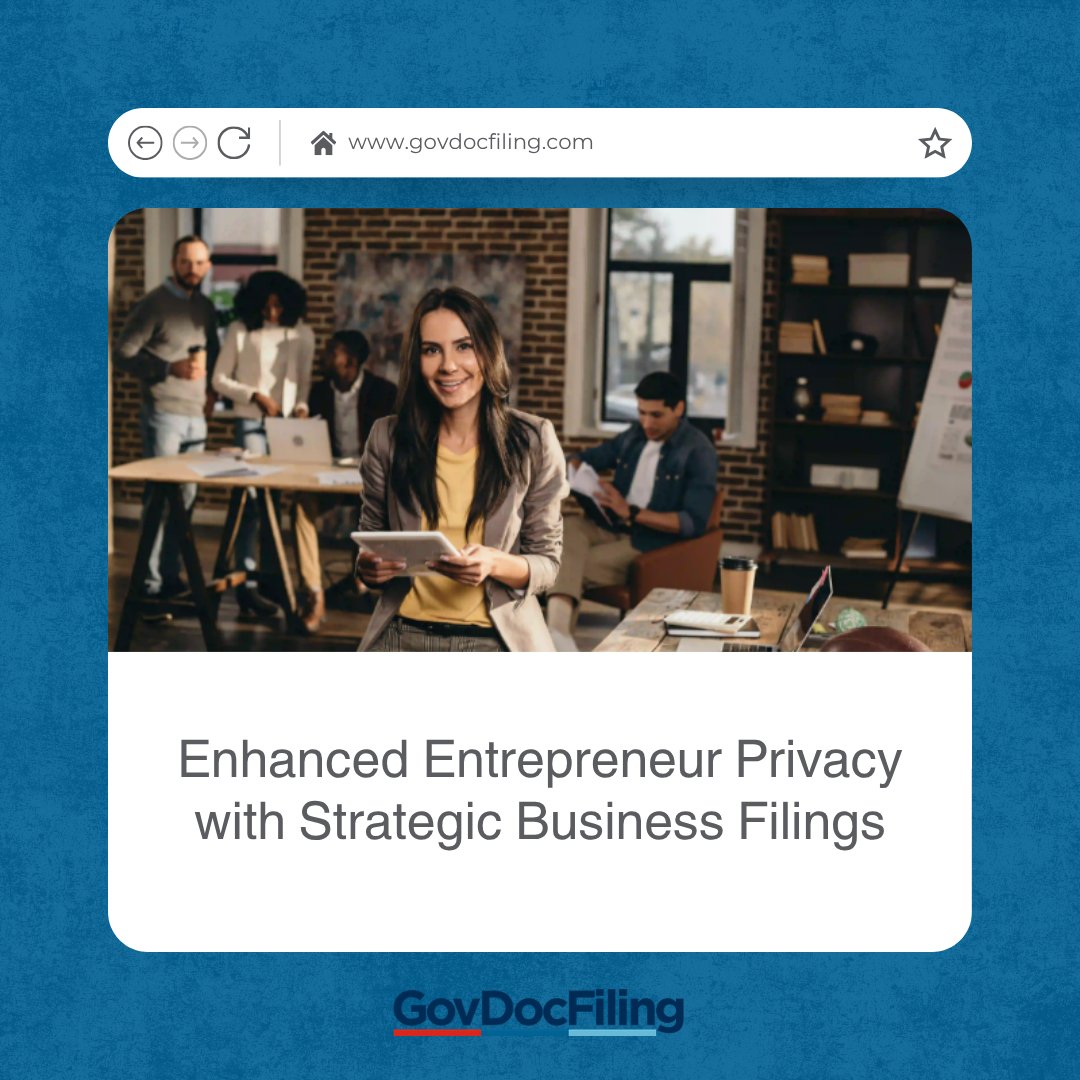 GovDocFiling's tweet photo. New Blog Post! 🛡️ Enhanced entrepreneur privacy with strategic business filings — protect your personal information while building your business with confidence.
#BusinessMadeEasy #LaunchYourBusiness #OnlineFiling #Startup #StartSmart #GrowYourBusiness https://t.co/m0Y6DQGTeO