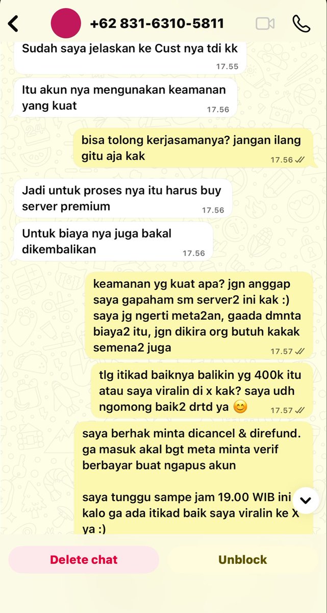 lesaarrus's tweet photo. temen aku jg coba hubungi wa nya tp ga dibales. dicall ga angkat dan ngilang gitu aja https://t.co/VvwmkV09s7