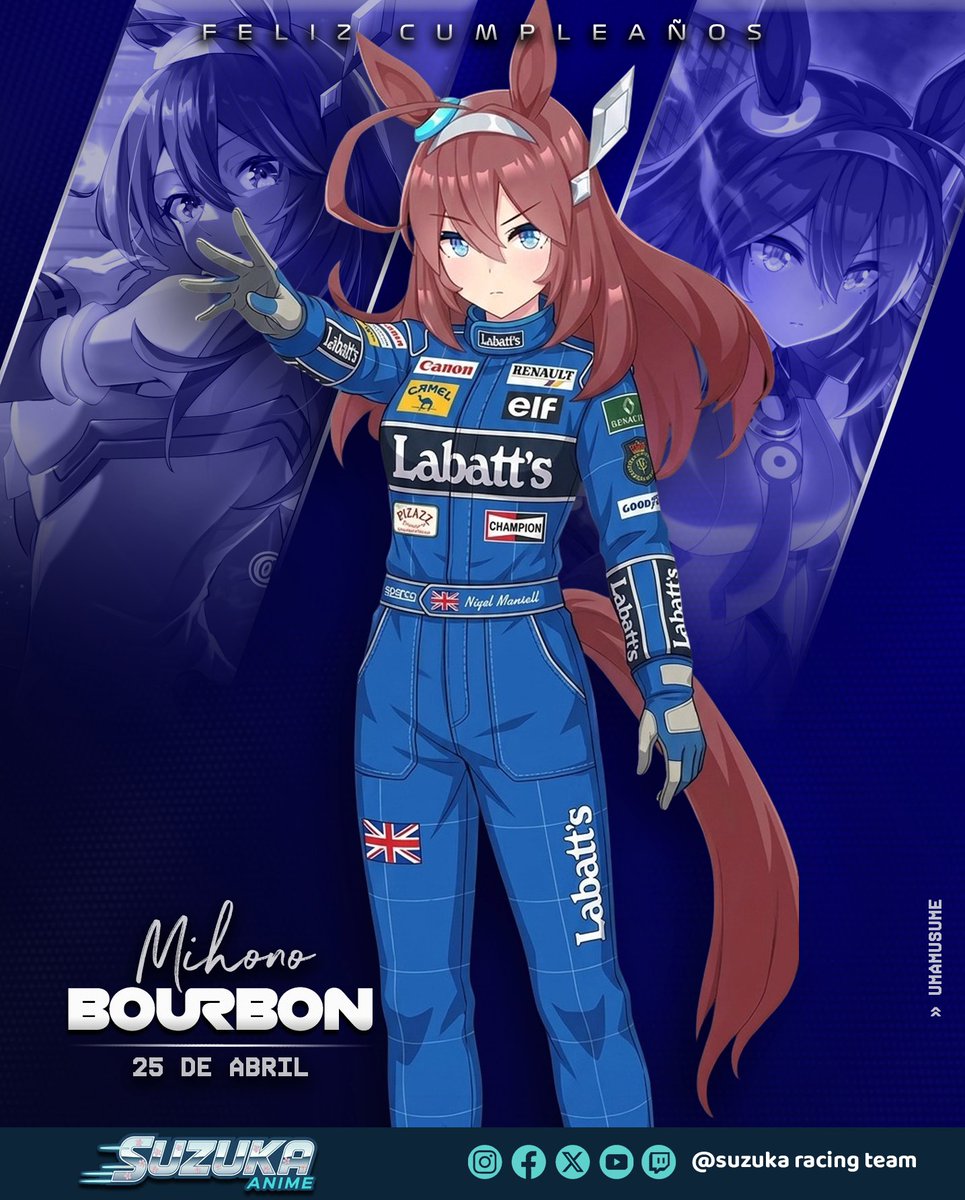Suzuka_animeF1's tweet image. ¡Precisión cyborg y tecnología dominante! 🤖(26/4)

Celebramos el cumple de Mihono Bourbon vistiendo la livery del Williams FW14B (1992). 
¡La sofisticación mecánica del "Red 5" de Mansell para la corredora que opera con perfección matemática! 

#Umamusume #F1 #Williams #Suzuka