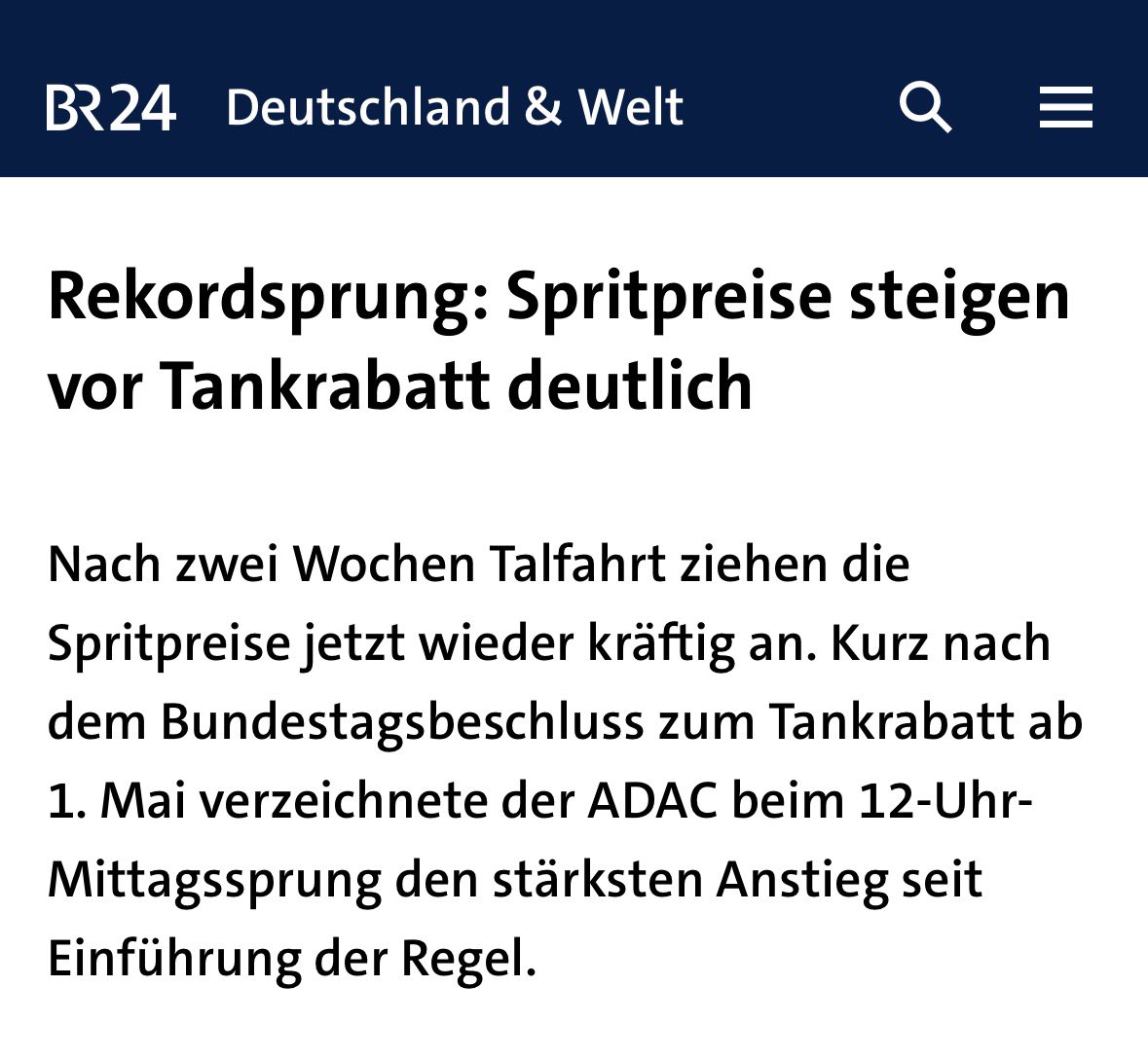 Oh welche Überraschung! Gestern hat der Bundestag ganz offiziell den Tankrabatt beschlossen und kurz darauf schießen ganz zufällig die Benzinpreise rekordverdächtig um 14,1 Cent und die Dieselpreise um 16,3 Cent nach oben. Zur Info: Merz &amp; Co. hatten gehofft mit dem Tankrabatt