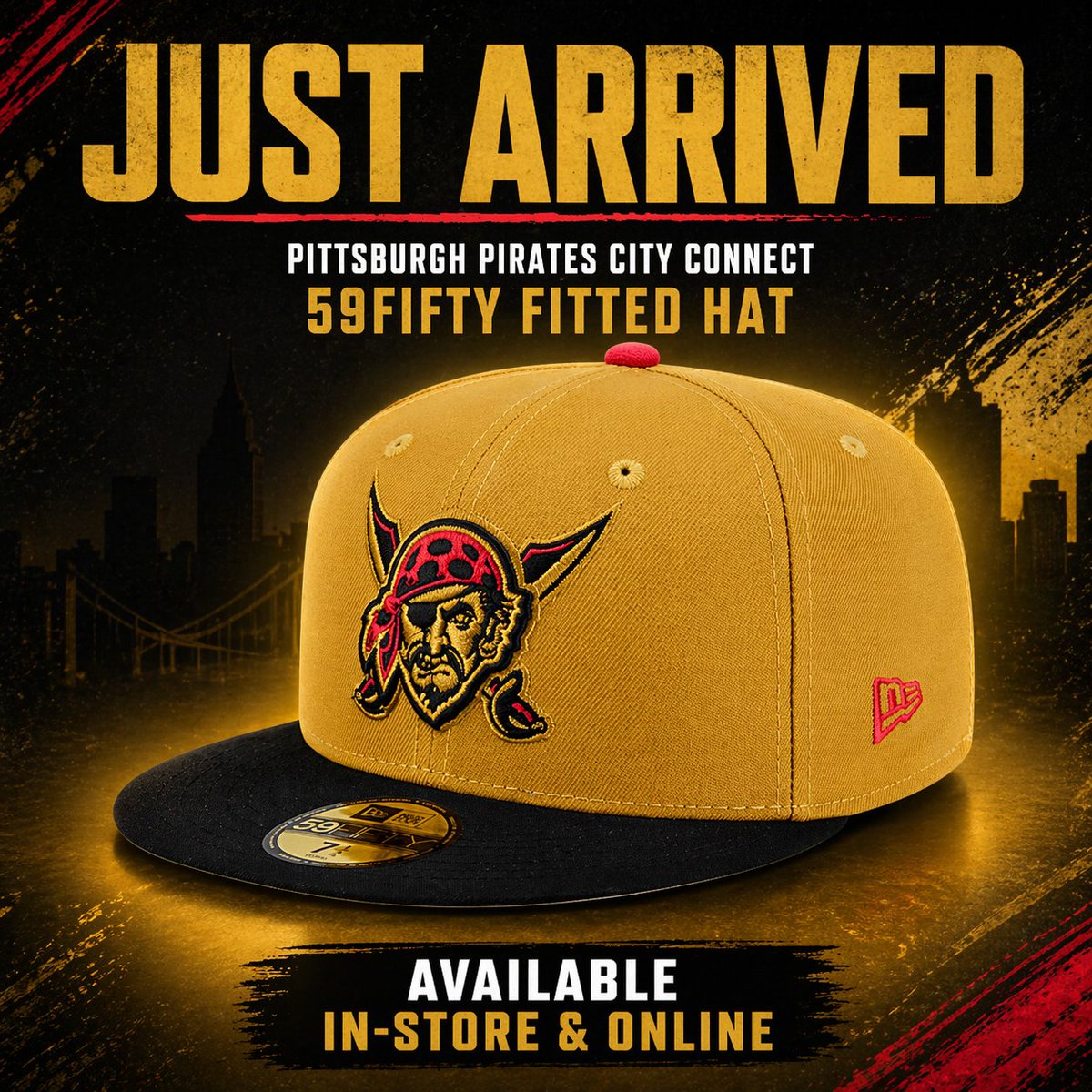 ProImageCanada's tweet photo. Gold Pirates City Connect fitted 🏴‍☠️

Bold enough to wear it?

🔥 Yes
👀 Maybe
❌ Not for me
Available in-store &amp; online 🇨🇦
https://t.co/Fv1Tl6pw1S https://t.co/Lhc6to7YJx