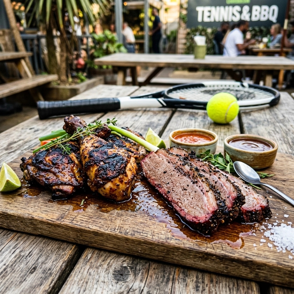jdoubleel's tweet image. No jerk fix this weekend? 🍗 James is playing tennis, so the grill is off! Catch the best taste in Volusia at Ormond Beach Farmers Market this Thursday: arrive early! For your own party, our live catering brings brisket nirvana to you. 🎾🔥 #JerkChicken #Catering #SOTR