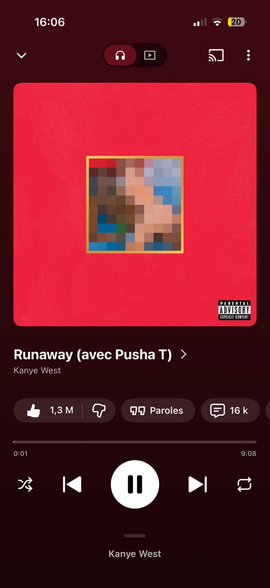WycoTV's tweet photo. @YZYFRANCE1 Désolé pour le TapIn mais rien que la première note de piano qd je met en aléatoire et que je tombe dessus ça me met des frissons https://t.co/FfciqVCtRf