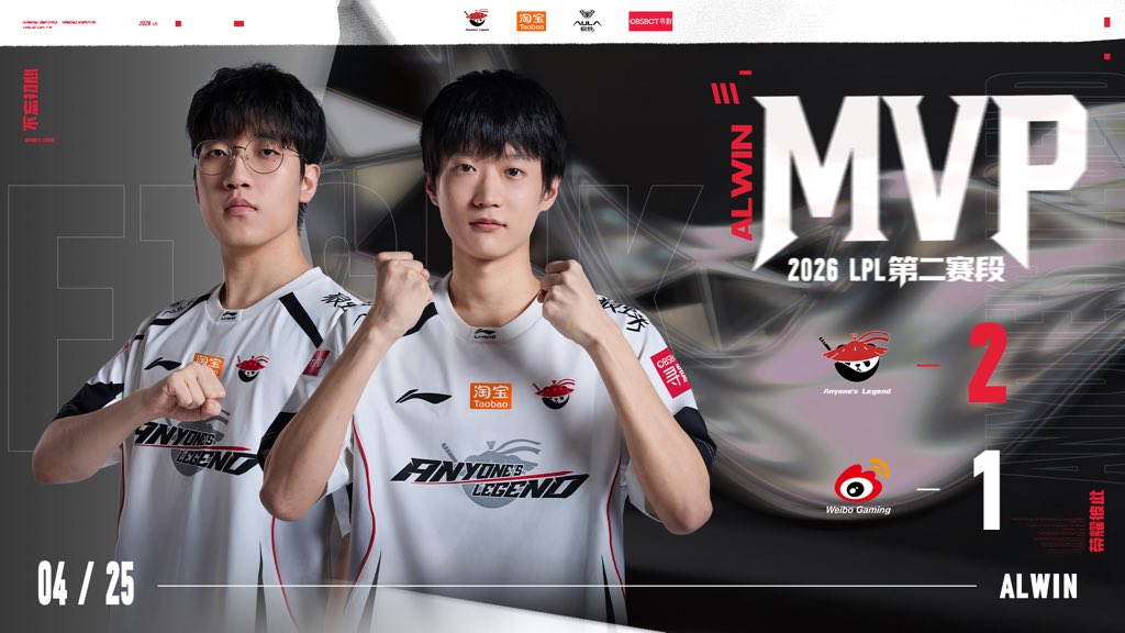 【#LPL AL Match Result】 AL 2:1 WBG Win the game MVP：Tarzan 、Shanks #ALWIN