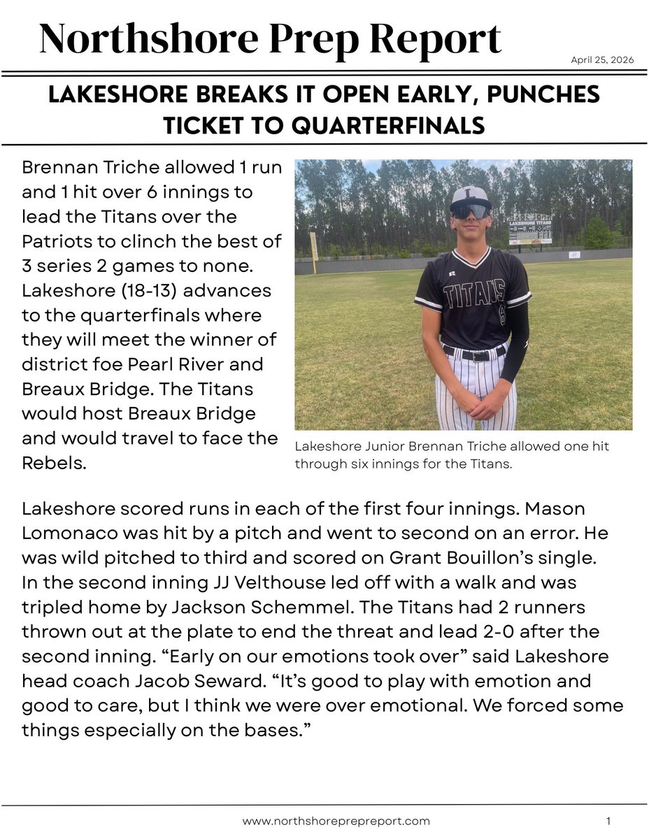 NorthshorePrepR's tweet photo. Lakeshore punched their ticket to the Quarterfinals with a sweep of North Vermillion. Story by @RogerRogglynn https://t.co/x8PfPGeDOe