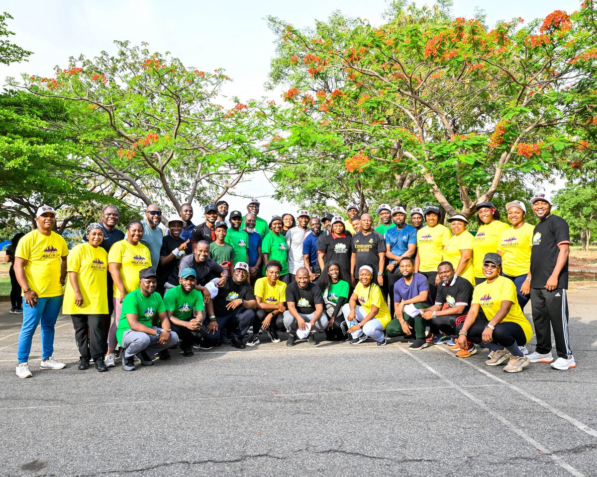 NUPRCofficial's tweet photo. In commemoration of #WorldMalariaDay, management and staff of the NUPRC trooped out to the Moshood Abiola Stadium, Abuja, today, April 25, 2026, to #WalkForLife and get tested for malaria. The staff walked for several kilometers and engaged in aerobic exercises. #EndMalaria #HealthisWealth