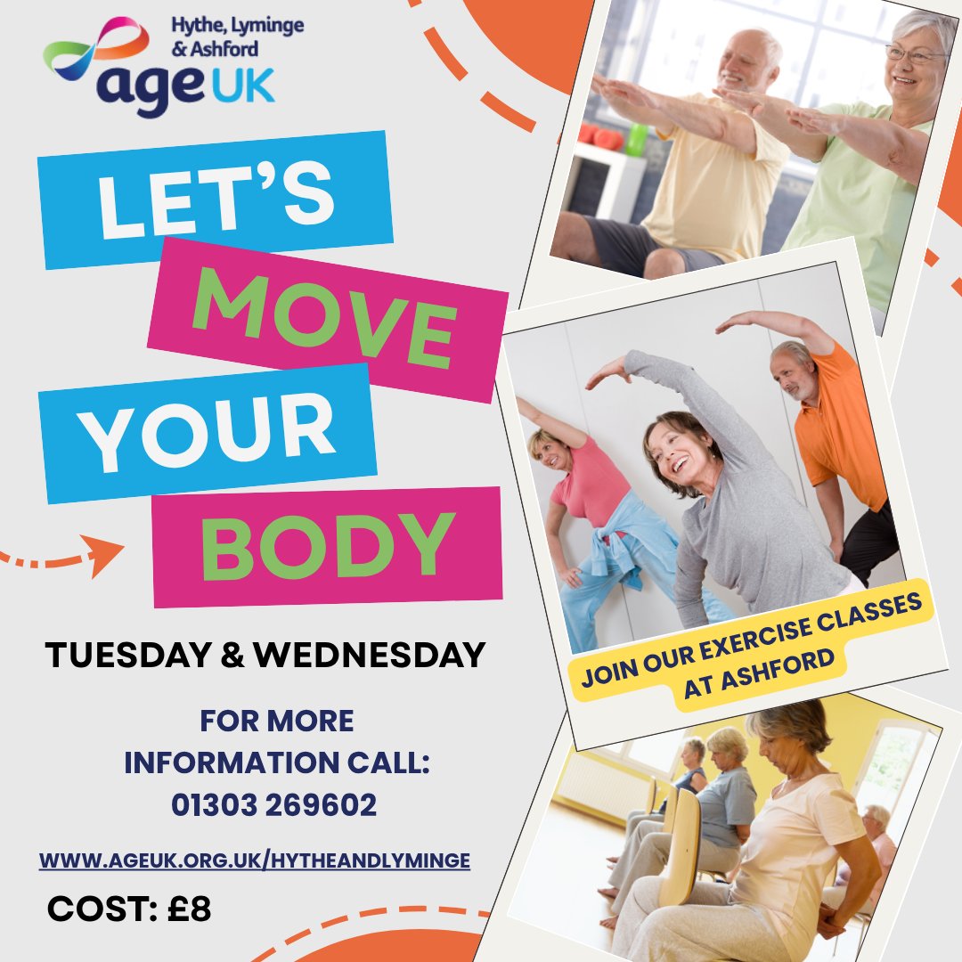 AgeUKHL's tweet image. 💪 Chair Exercise – Ashford

Gentle sessions to boost strength &amp;amp; balance 💙

🪑 Tues 11:00–11:45
🪑 Weds 11:00–11:45
💷 £8

📍 Farrow Court, Ashford TN23 5RF
📞 01303 269602
#AgeUK #Ashford #StayActive