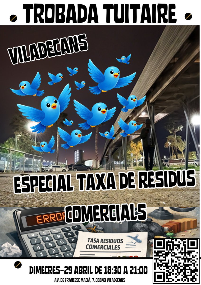 l_salva's tweet photo. Trobada Tuitera Viladecans 2026
Dimecres 29 d’abril · 18:30 a 21:00
Ens reunim per parlar, debatre i fer que la veu dels veïns compti de veritat. Vine a compartir les teves opinions i experiències.
¿T’apuntes? Respon aquí o per DM
#Viladecans #ComunitatTuitera