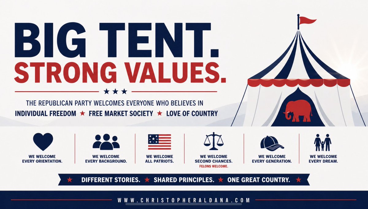 chrisaldanaLLC's tweet image. Young adults, hear me clearly: the Republican Party has room for everyone finding their way. Whatever your story, if you believe in individual freedom, a free market society, and love of country, there is a place for you in this movement. 

#Republican #GOP #AmericaFirst 🐘🇺🇸