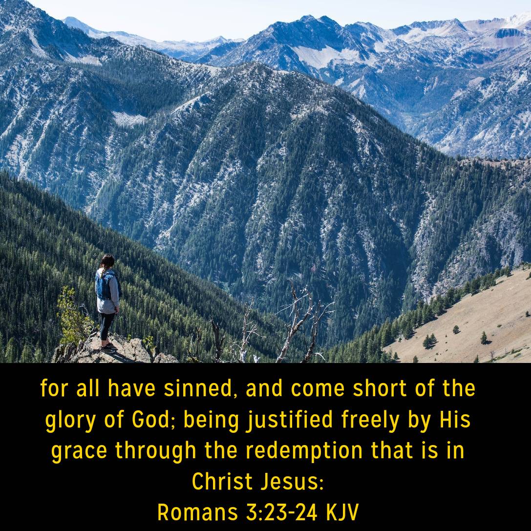 Romans 3:23-24 KJV
for all have sinned, and come short of the glory of God; being justified freely by His grace through the redemption that is in Christ Jesus: 

bible.com/bible/1/rom.3.…