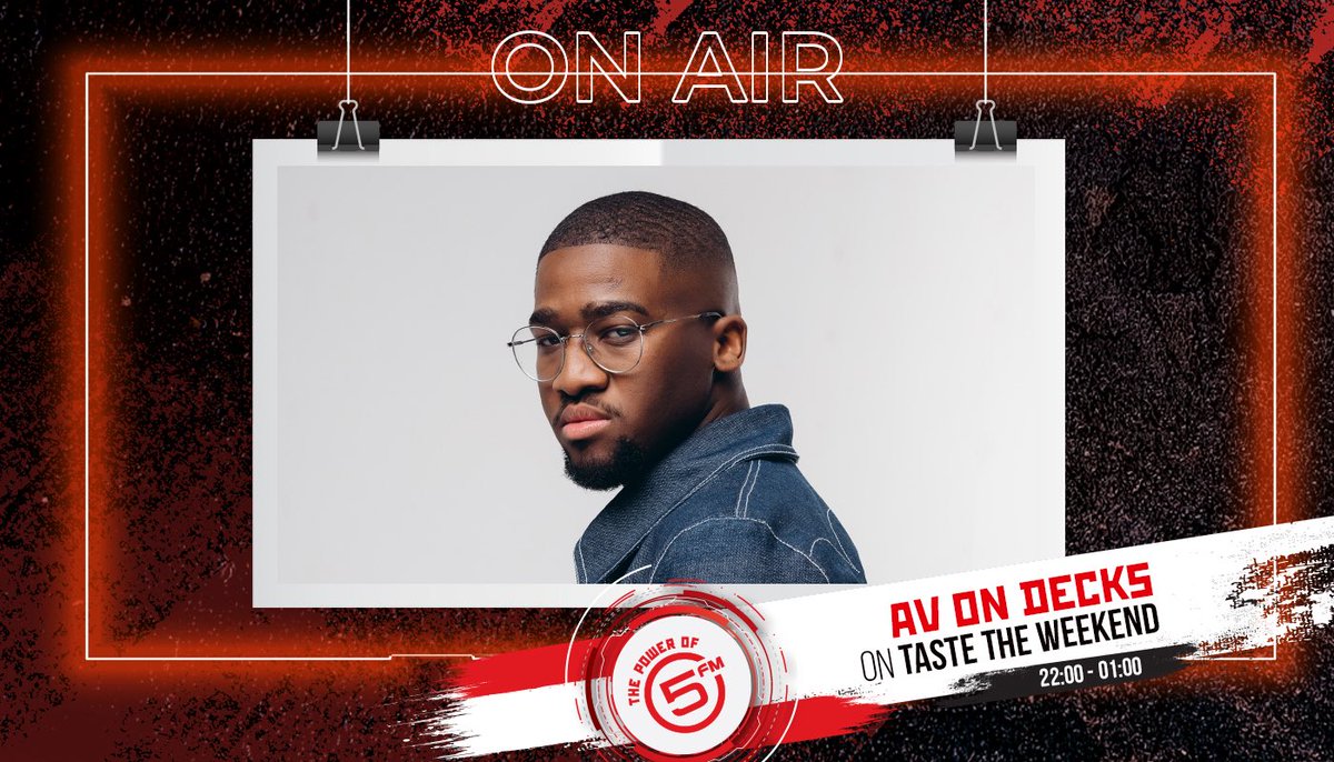 5FM's tweet photo. From Gqeberha to the world, AV On Decks ๐๐ง Catch the visionary behind Afro Capital and sonic director of Beach Boutique as he joins us on #TasteTheWeekend for an exclusive late-night conversation. https://t.co/NRZh5NiGdz