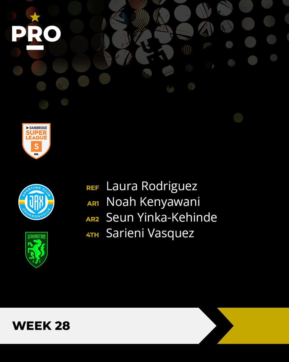 PROreferees's tweet image. ⚽// @sporting_jax vs @LexSCwomen (2PM ET)

#PRO | #BeHere | #JoinTheMovement | #LexGo