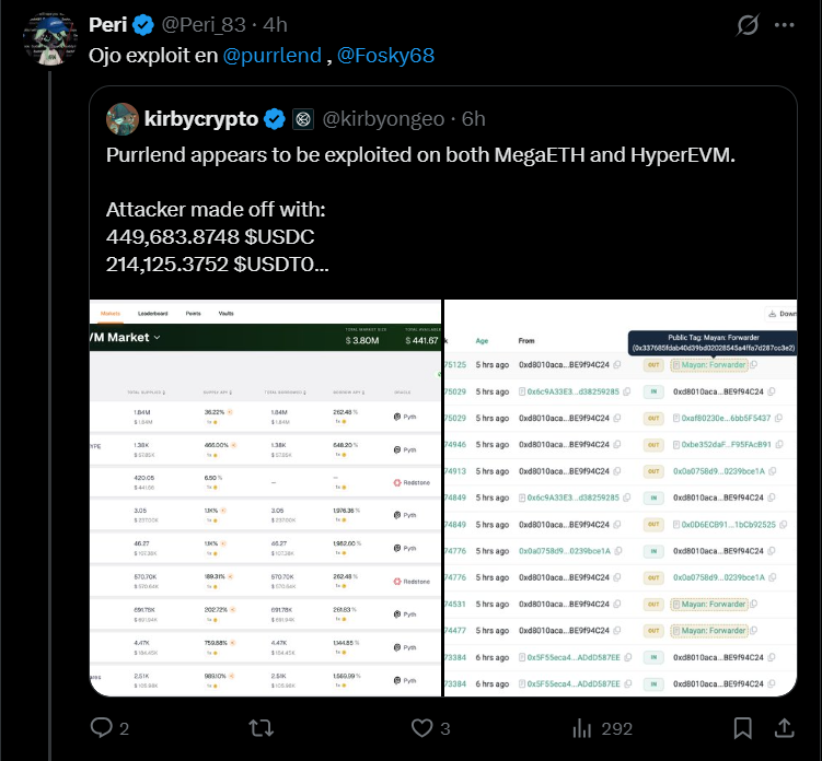 Fosky68's tweet image. 🚩PURRLEND ENTERRADO🚩
Me viene genial este post que escribí ayer.

El #DeFi se está pudriendo más que nunca. O al menos es mi impresión.
Me dio aviso mi compañero @Peri_83...y es que @purrlend ha "sufrido un exploit"...

Me ha cogido de lleno, y mira que incluso en el grupo de