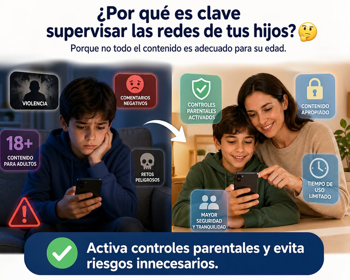 📍Supervisar las redes de tus hijos no es invadir la privacidad, es enseñar a usar internet con responsabilidad y seguridad desde pequeños. ✅️

<a href="/PartidoMIRA/">Partido MIRA</a> <a href="/AnaPaolaAgudelo/">AnaPaolaAgudelo</a>
<a href="/ICBFColombia/">Bienestar Familiar | ICBF</a>

#TomaElControlPorLaNiñez