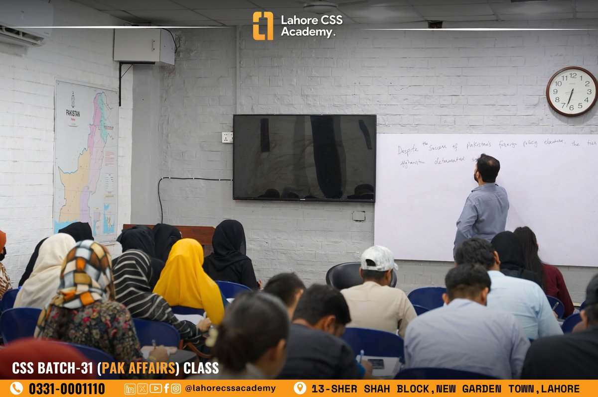 lahore_css's tweet photo. CSS Batch-31 PAKISTAN AFFAIRS CLASS With Sir Sajid Malik

📞 Register Now: 0331 0001110
📍 Lahore CSS Academy, 13 Sher Shah Block, Garden Town, Lahore

#LCA #CSS2027 #CivilServices #LahoreCSSAcademy #CSSFuture #CSSDreams #CSSExams #CSSCoaching #CSSTraining #CSSPreparation https://t.co/qigGaiQ7fi