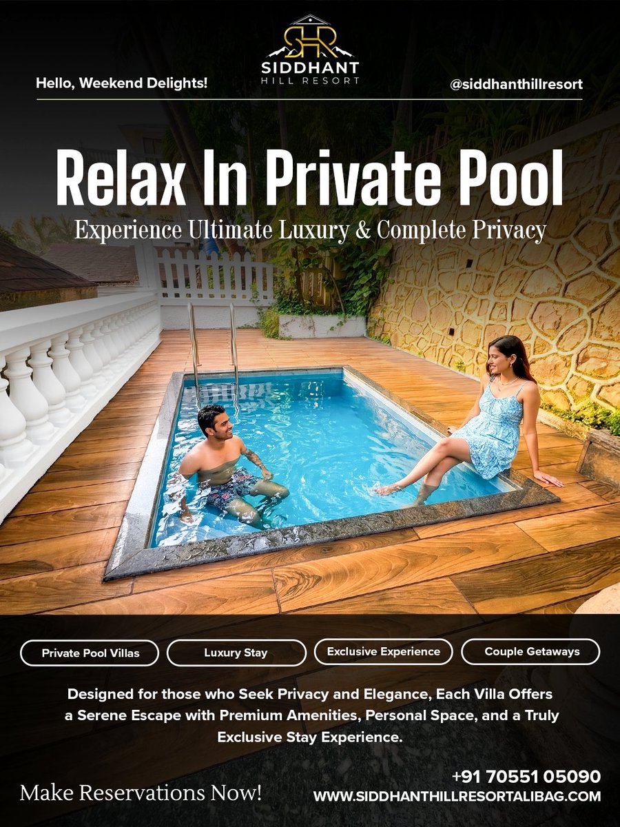 siddhantresort's tweet image. Relax in your Own🏊🏻 #PrivatePool &amp;amp; Experience Pure Luxury at #SiddhantHillResort🏡

Enjoy Complete Privacy, Premium Comfort &amp;amp; Peaceful Moments Designed for Couples, Families &amp;amp; Perfect Weekend🌟

📞+91 70551 05090
🌐siddhanthillresortalibag.com

#LuxuryStay #Weekend #Trip #Alibaug