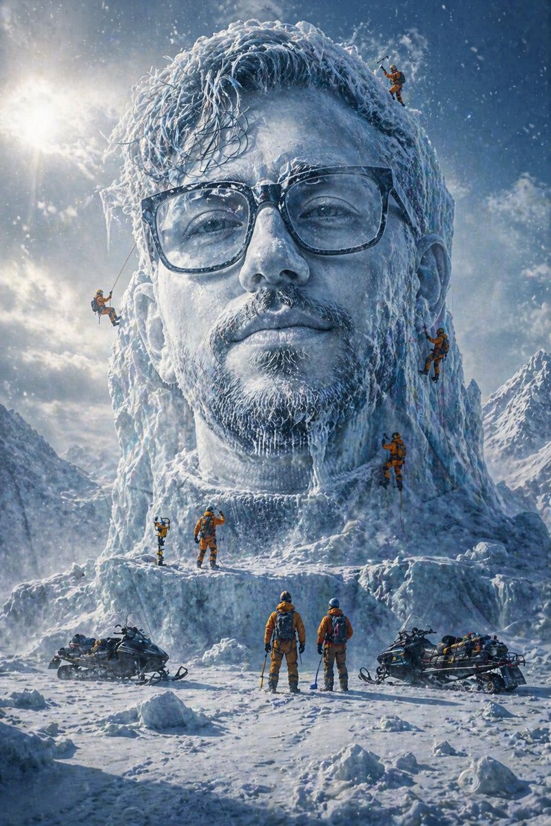 Arctic Glacier Ice Sculpture Prompt AI image template preview