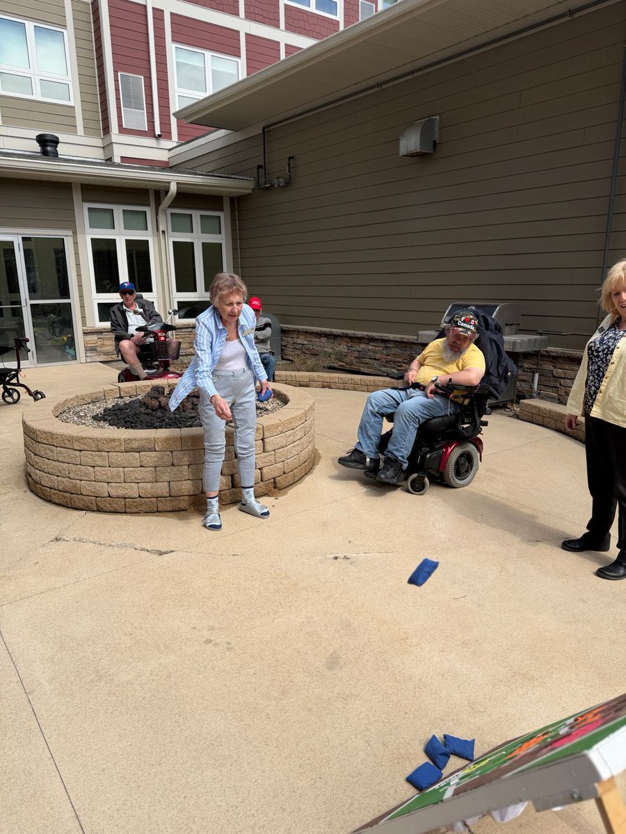 RotaryVillasBdn's tweet photo. A little friendly competition of bean bag toss in the sunshine is good for the soul after a long winter!

#RotaryVillas #RetirementLiving #Westman #BdnMB #BeanBagToss https://t.co/QC6dElAp74