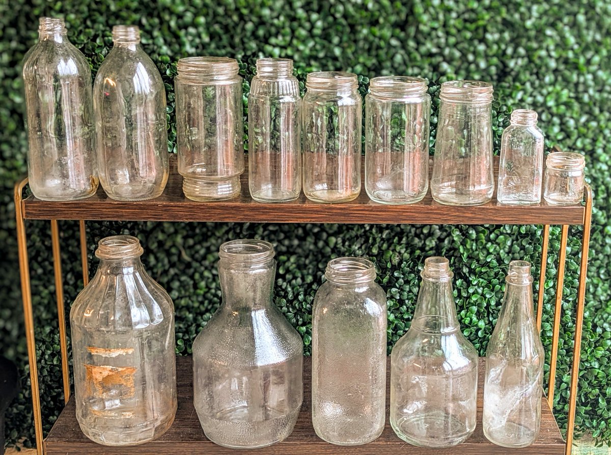 WavyDaisyShop's tweet photo. Our newest collection of #Vintage #ClearGlass #Jars and #Bottles. These beauties from the 1950s-1970s were all #foraged from a #Barn and for excellent #FarmhouseDecor!

https://t.co/RAQzg0SHJg via @Etsy https://t.co/asnnJVnRAq