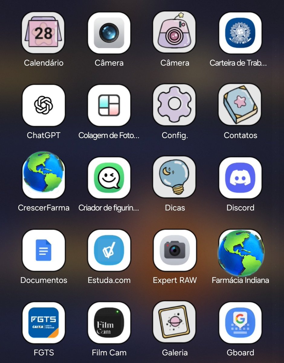 Mudei os ícones do meu celular, e eles estão as coisas mais fofas 🥰🥹