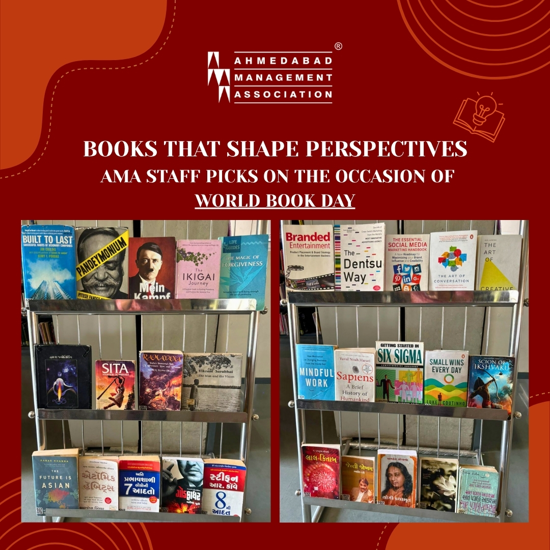 ama_ahmedabad's tweet image. Marking World Book Day at AMA, our team shares the books that have shaped their thinking and perspectives. This initiative reflects our continued commitment to fostering a culture of reading, reflection, and lifelong learning.

@Unmeshdixit 

#ama #amaindia #worldbookday