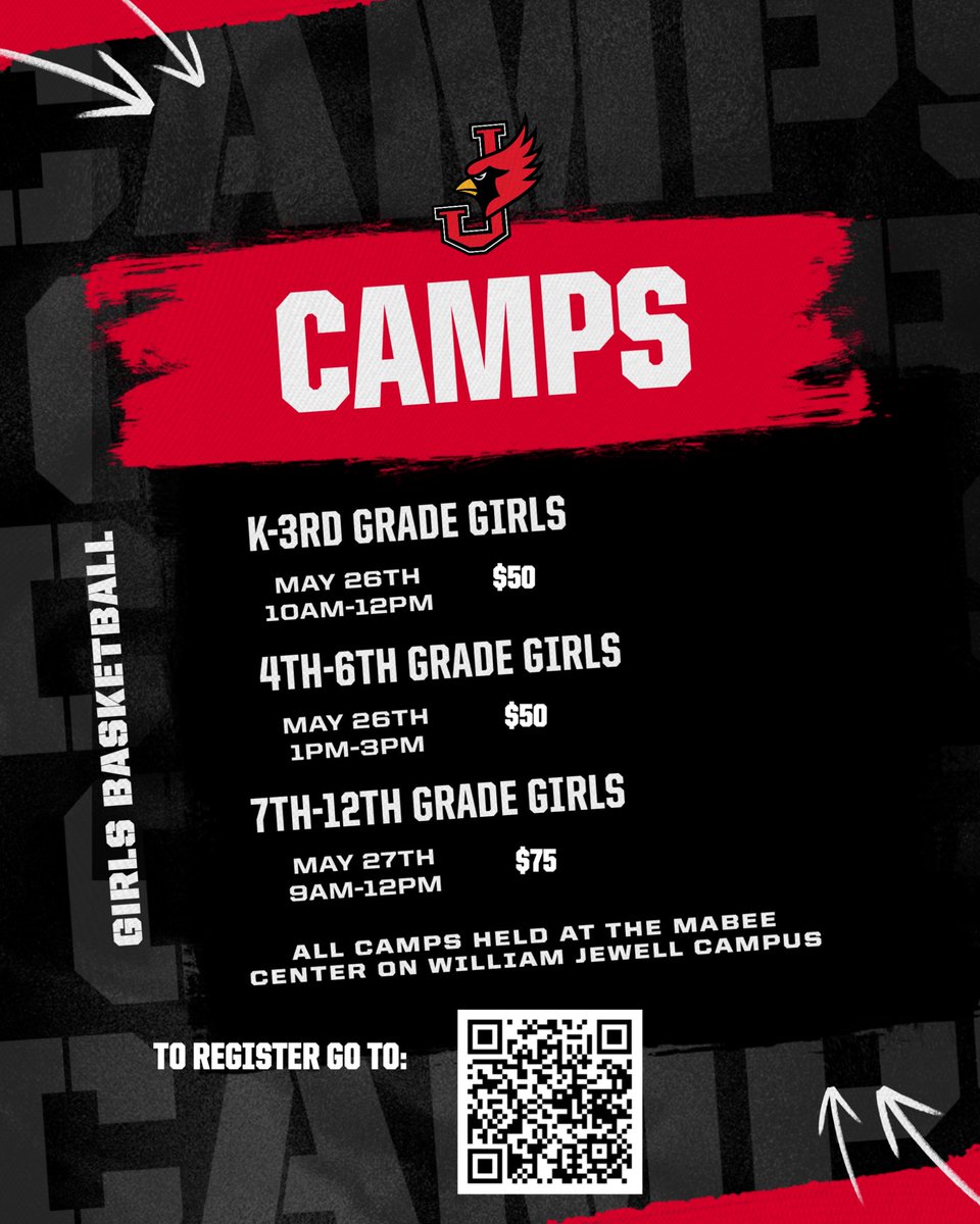 Jewell_WBB's tweet photo. We would love to see you at 🏀 camp! Spots are filling up, register now! https://t.co/AWusXbQMGW