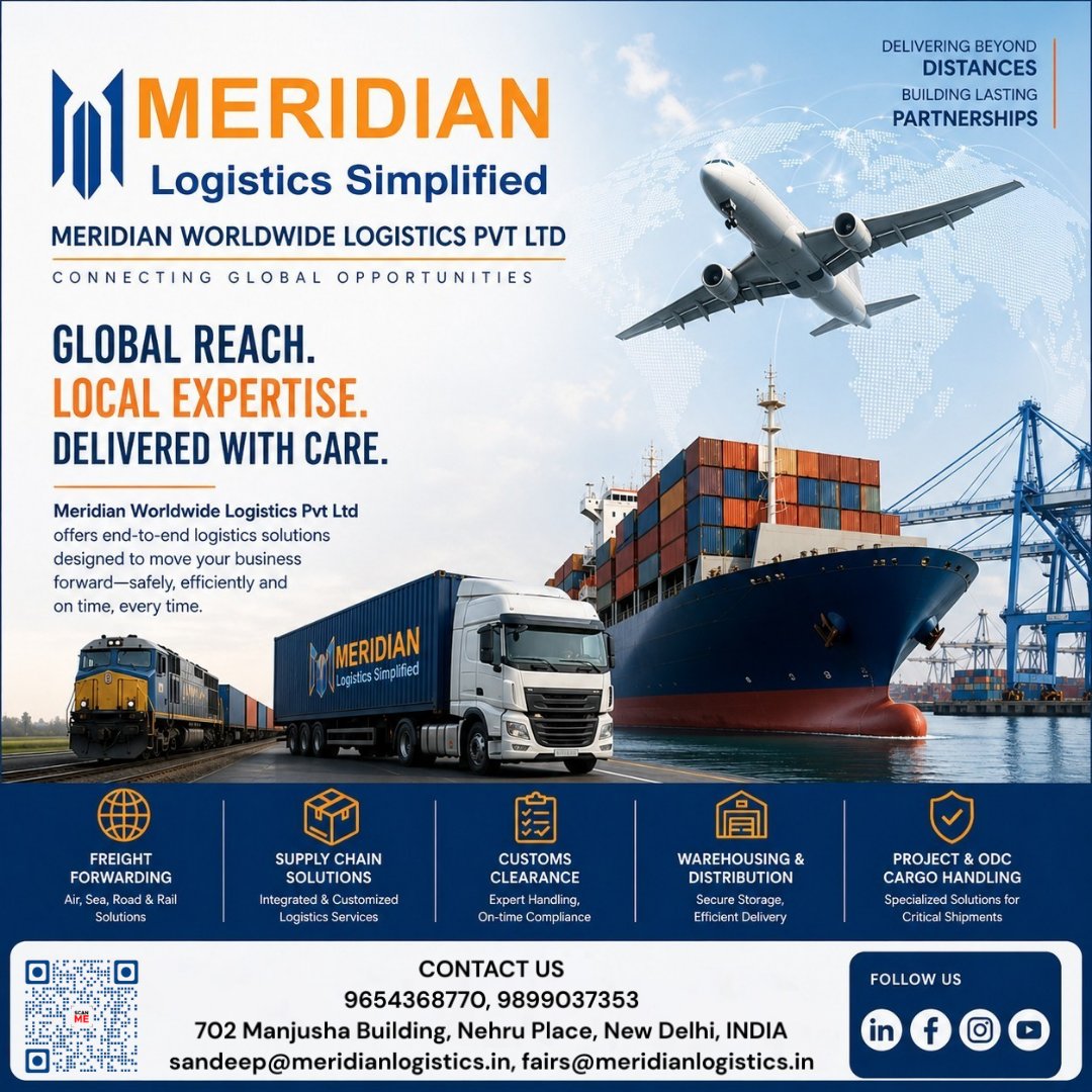 MeridianLogs's tweet image. 🌍 One World. One Logistics Partner.
🚢✈️ Seamless global shipping solutions
📞 +91-9654368770
🌐 meridianlogistics.in⁠�
#Logistics #Freight #GlobalTrade #SupplyChain