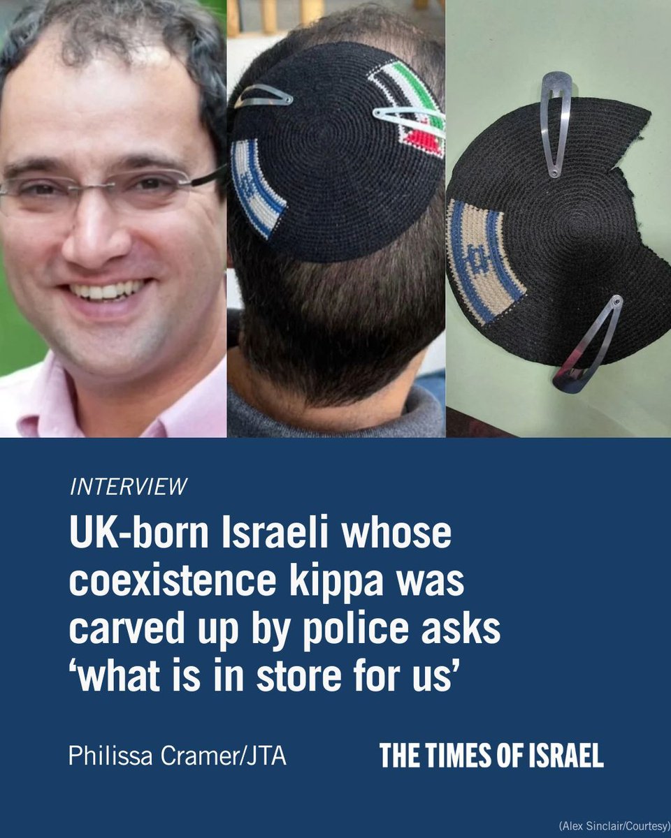 INTERVIEW: Alex Sinclair, who lives in central Israel, described being detained by police officers who told him that his kippa, which had both the Israeli and Palestinian flags woven in, was illegal.

When he was released from their custody, he was allowed to take his kippa home