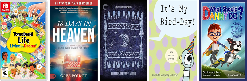 lhtlibrary's tweet photo. This week the Long Hill Township Library has 136 new books and one new movie.  New items include Tomodachi Life, 18 Days in Heaven, Killers of the Flower Moon, Make Your Own, Upward Bound, Grumpy Monkey Mom for a Day, Beneath, and The Book Witch. https://t.co/vmv3T79bu7 https://t.co/oxlRbKF6xi