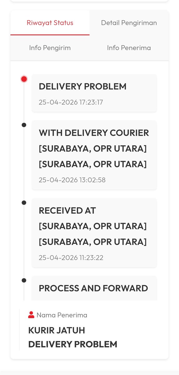 kurir jne gue kasian... semoga cepet recover nggih pak kalau terluka 🤲 don't mind my package, mind your safety sir 👍