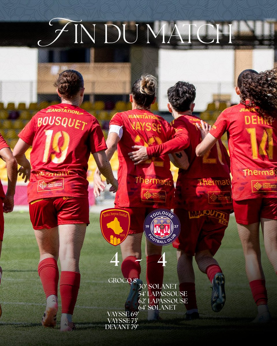 OfficielRAF's tweet photo. ⏱️ 90' | C’est terminé à Paul-Lignon ! 🔥
Les Rafettes décrochent un point important dans la course au maintien.
Une égalisation méritée devant un public en feu 💪
4️⃣ - 4️⃣ #RAFTFC https://t.co/ullhqj6wMO