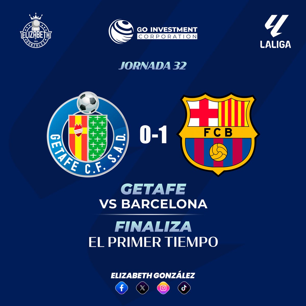 ⌛️ I FINALIZA EL PRIMER TIEMPO 🏆 Liga Española ➡️ Getafe 0-1